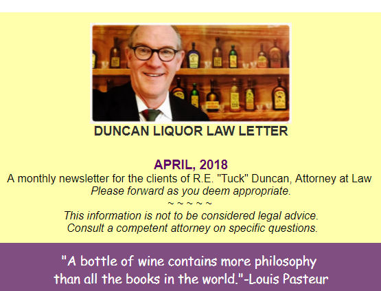 Duncan Liqour Law Newsletter - April 2018