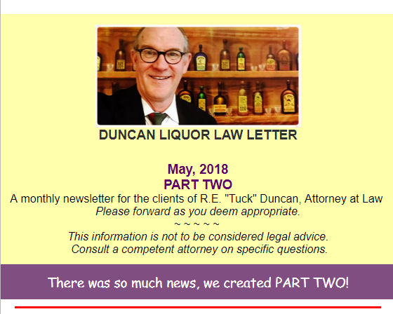 Duncan Liquor Law Letter Part Two - May 2018